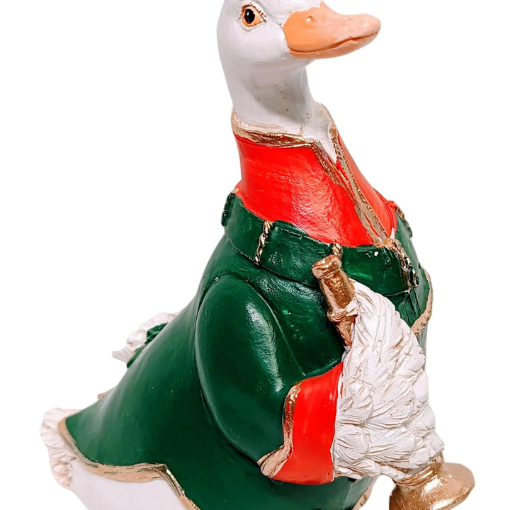 Duck Nutcracker Holding Gold Horn