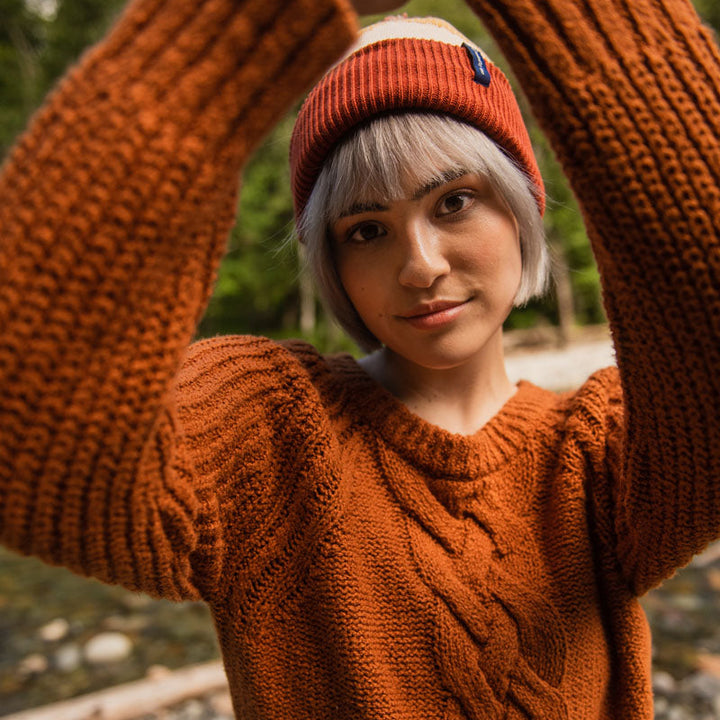 Recycled Chevron Pom Beanie