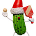 Pickle Ball Ornament Wearing Red Santa Hat