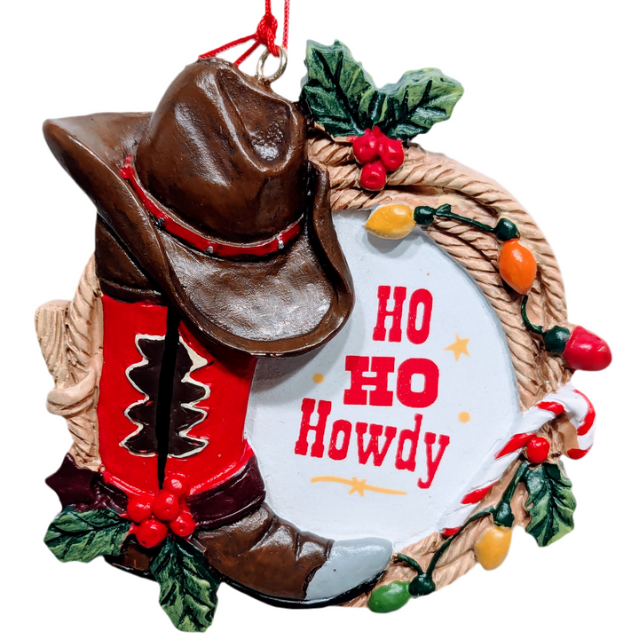 Western Sign Ornament with Cowboy Hat & Cowboy Boot