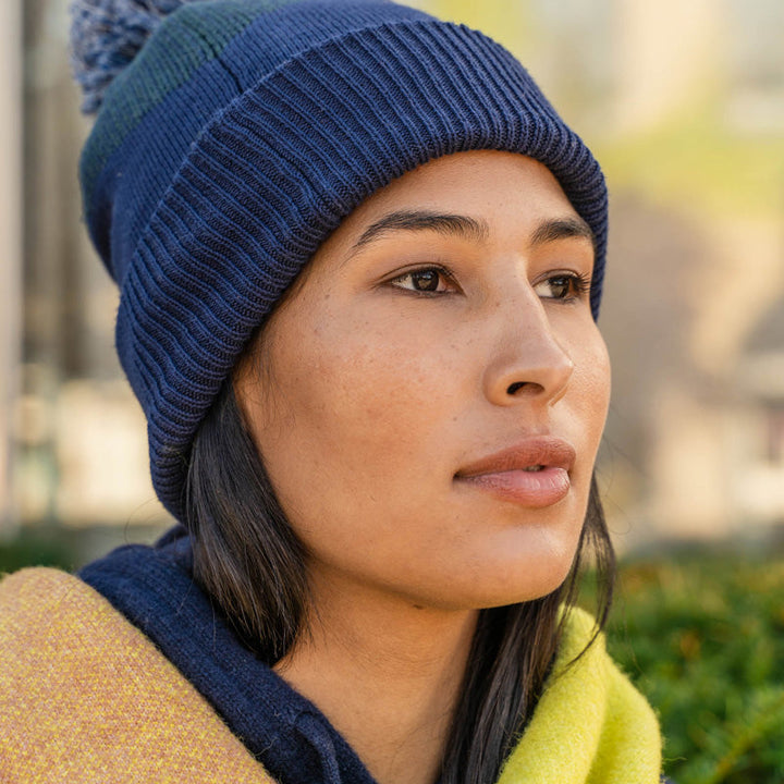 Recycled Chevron Pom Beanie