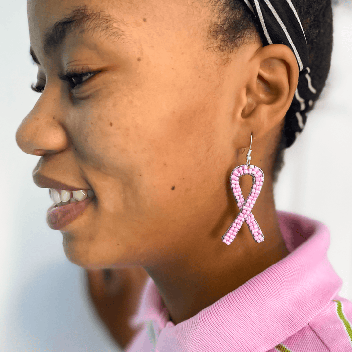 Breast Cancer Ribbon Earrings