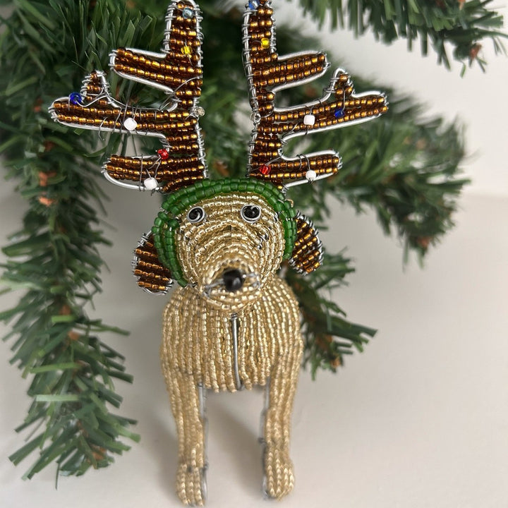 Beaded Dog with Antlers