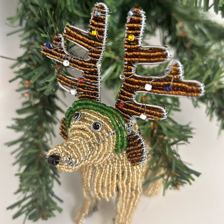 Beaded Dog with Antlers