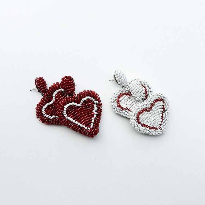 Beaded Heart Earrings