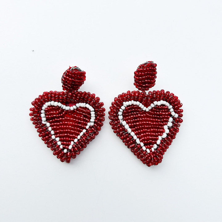 Beaded Heart Earrings