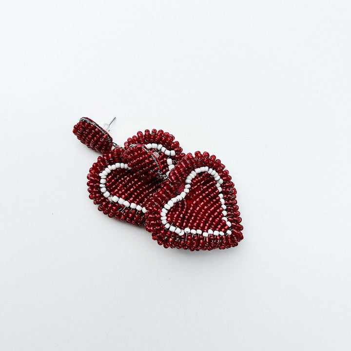 Beaded Heart Earrings