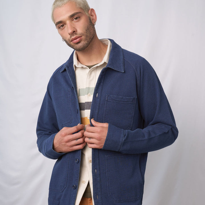 Organic Indigo Knit Chore Coat