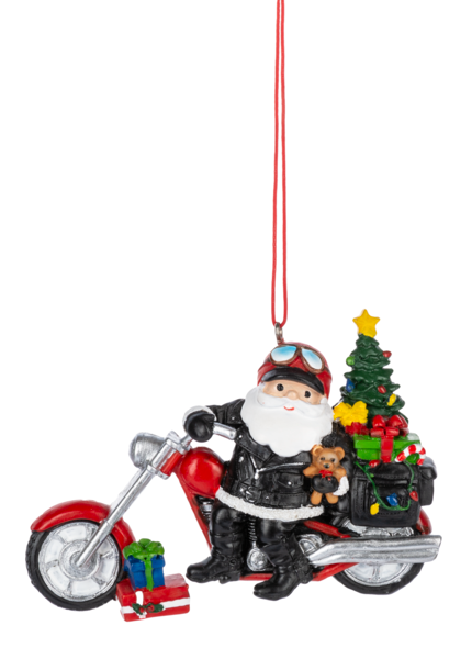 Santa On a Motorcycle Chopper Ornament