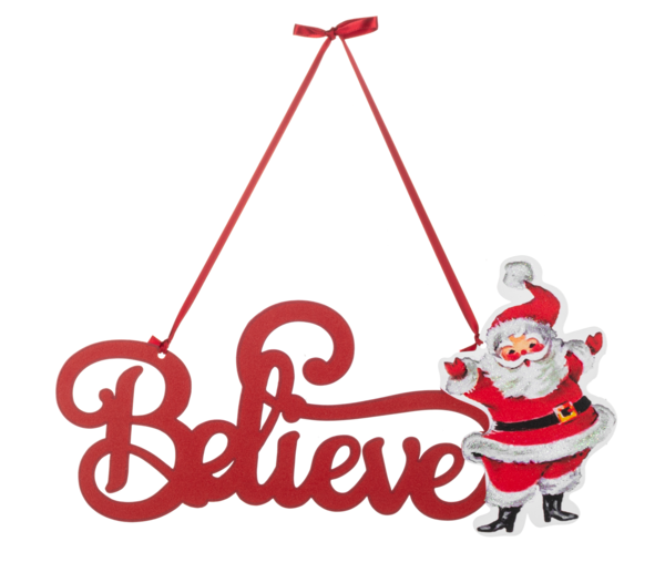 Metal Santa Door Hanger - Believe