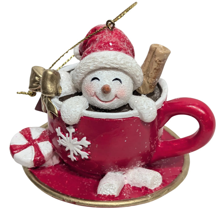 Snowman in Cup of Coca Ornament with Cinnamon Stick