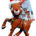 Rudolph The Red Nosed Reindeer Ornament Wearing Santa Hat & Christmas Lights