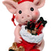 Christmas Pig Ornament Holding Red Stocking with Christmas Gifts