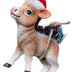 Christmas Cow Ornament Wearing Red Santa Hat