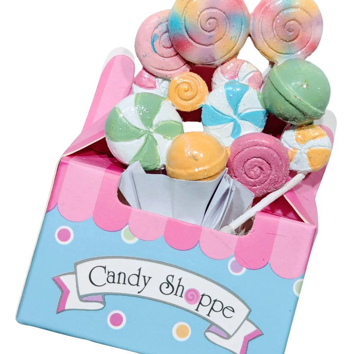 Pink Candy Box Container with Lollipops Ornament for Sweet Shoppe