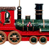 Glittered Green/Red/Gold Train Ornament