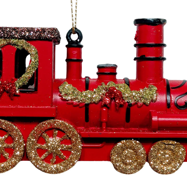 Glittered Red/Gold Train Ornament