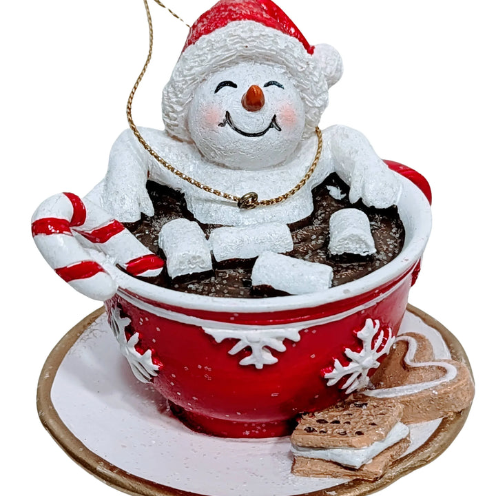 Snowman in Cup of Coca Ornament with Peppermint Candy Cane