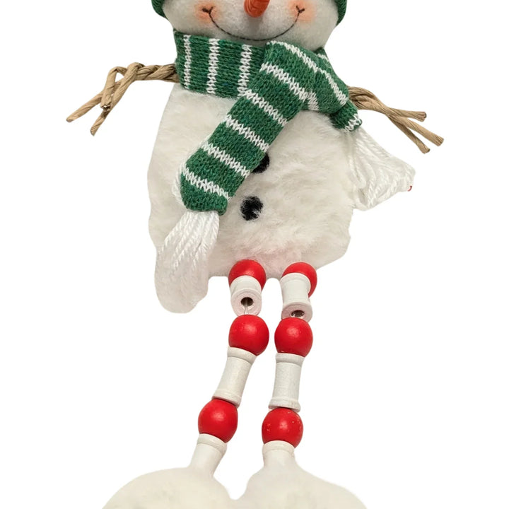 Plush Shelf Sitter Snowman With Red/Green Hat with Holly & Green/White Scarf