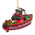 Christmas Bear in A Canoe Ornament with Christmas Gifts - Merry Christmas