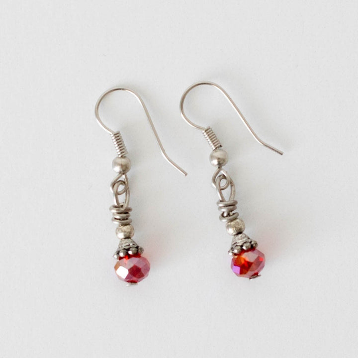 Red Crystal Drop Earrings