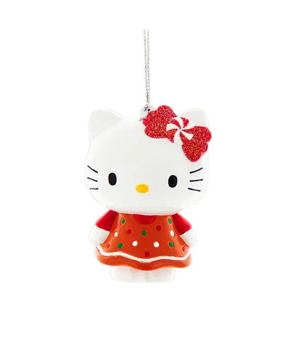 Hello Kitty Gingerbread Ornament with Red Bow & Peppermint Candy