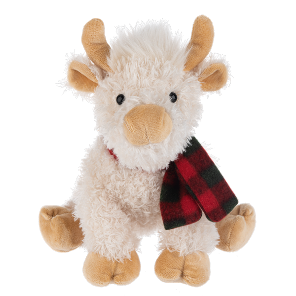 Plush Hennie Highland Cow with Red/Green Scarf