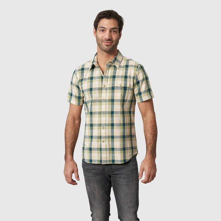 Men's All-day Chambray Short Sleeve Plaid Button Down