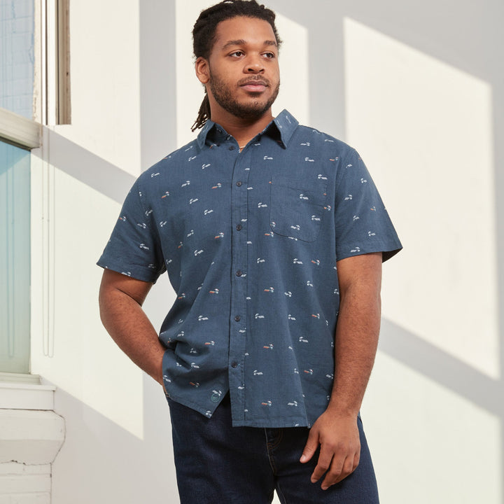 SoftHemp™ Chambray Short-Sleeve Button Down