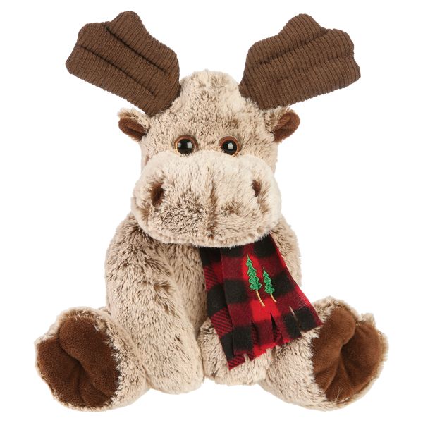 Plush Christmas Marley Moose with Red plaid Scarf