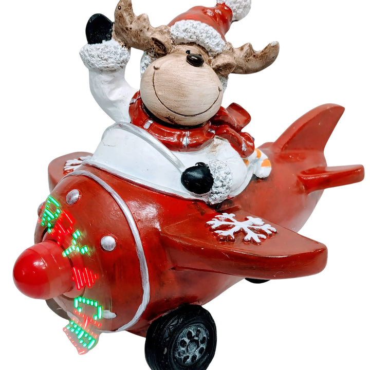 Light Up Reindeer In Airplane - Propeller Lights Up With Christmas Trees & Merry Christmas