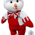 Plush Standing Snowman Wearing Red Overalls with Red/White Hat