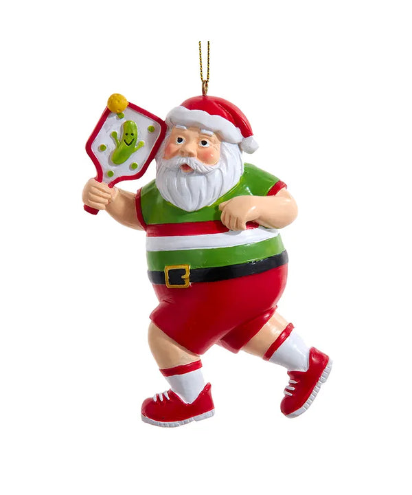 Pickleball Santa Ornament With Pickleball Paddle