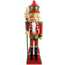 Wooden Red & Green Glittered King Nutcracker Holding a Sceptor