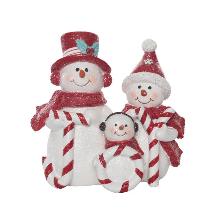 Peppermint Snowman Family Figurine - Joy