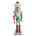 Wooden Retro Green & White Nutcracker with Fur Hat