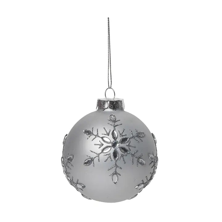 Glass Silver Ornament with Crystal Gems