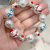 Ladies Christmas Hand Painted Snowman Glass Beaded Stretch Bracelet